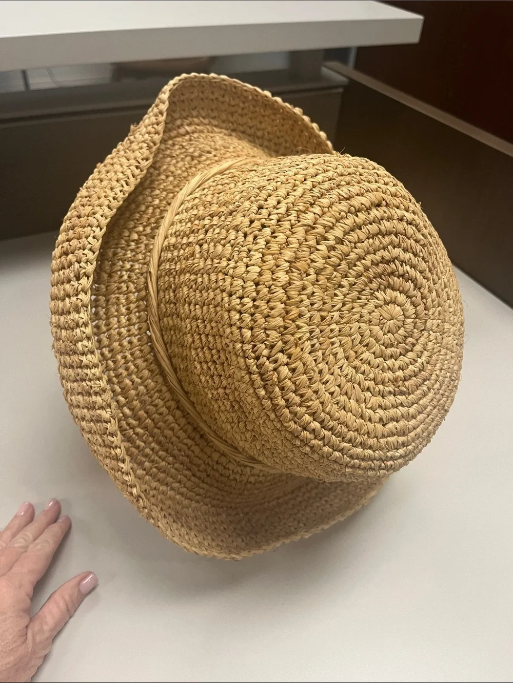Nine West Beige Woven Straw / Raffia Sun Hat with band